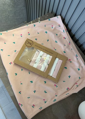Pembe Pastel Desenli pamuklu Bebek battaniyesi yada kundak - Görsel 2