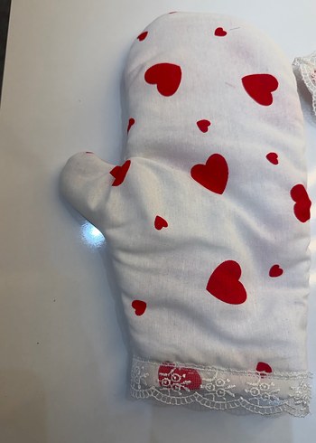 Nakışlı Kalp Desenli Fırın Eldiveni ve Tutacak - Görsel 3