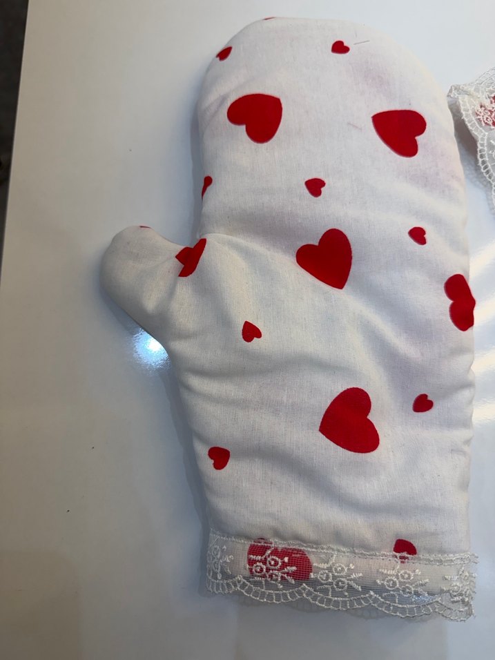 Nakışlı Kalp Desenli Fırın Eldiveni ve Tutacak - Görsel 3