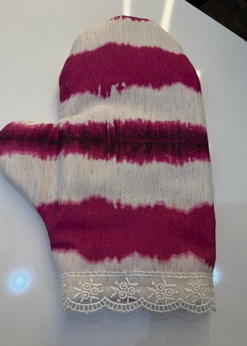 Bordo Batik Desenli Fırın Eldiveni ve Tutacak Seti - Görsel 3