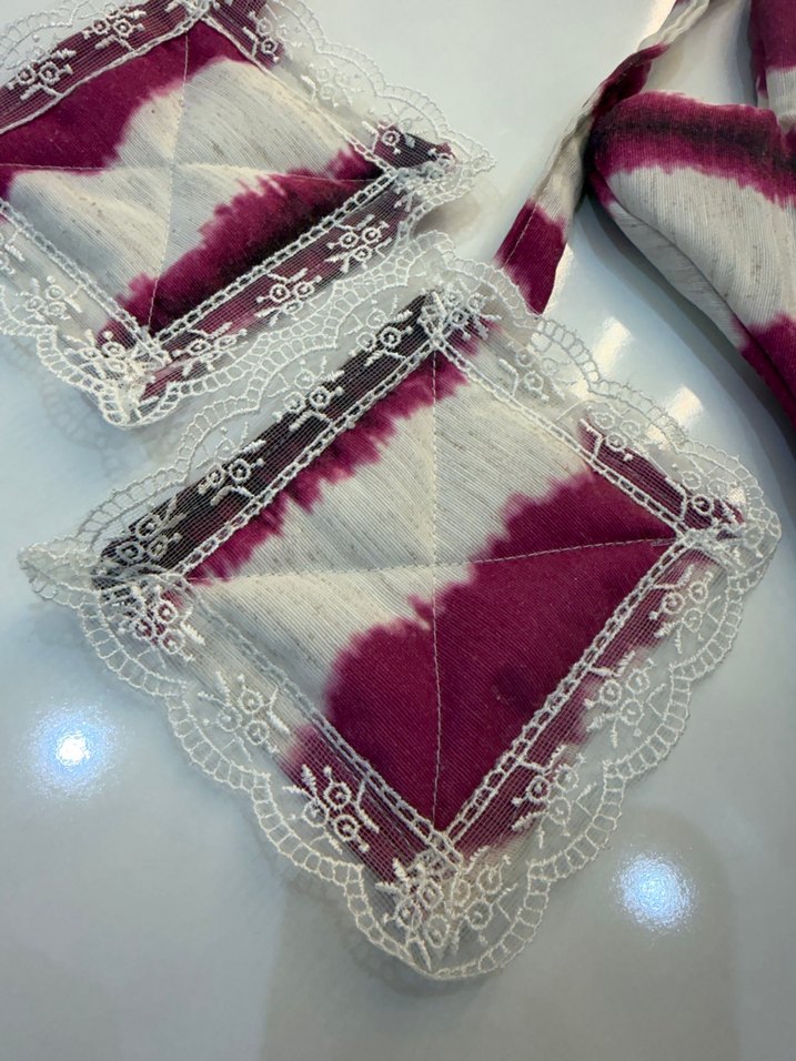 Bordo Batik Desenli Fırın Eldiveni ve Tutacak Seti - Görsel 2