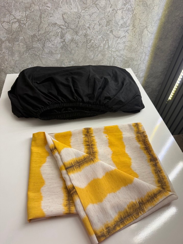 Sarı Batik Desenli Yastık Kılıfı ve lastikli çarşafı - Görsel 2