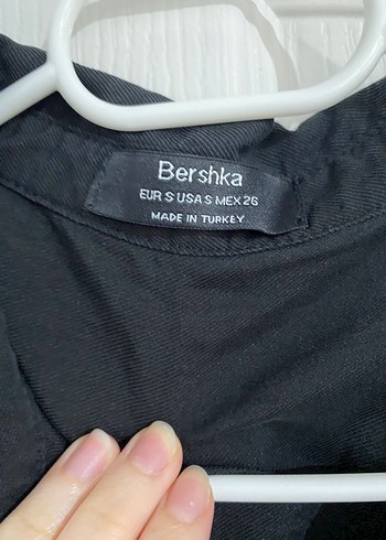 Düğmeli Siyah Keten Kadın Gömlek - Görsel 2