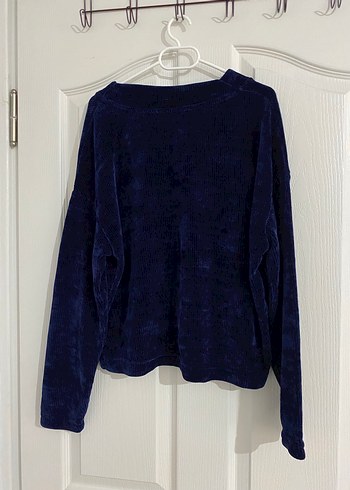 Kadın Lacivert V Yaka Uzun Kollu Triko Kazak - Görsel 3