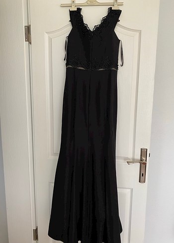 Düşük Omuzlu Kadın Siyah Uzun balık Abiye Elbise - Görsel 2