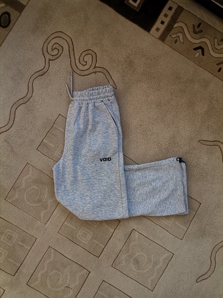 Gri Keten Jogger Eşofman Altı Velcro - Görsel 3