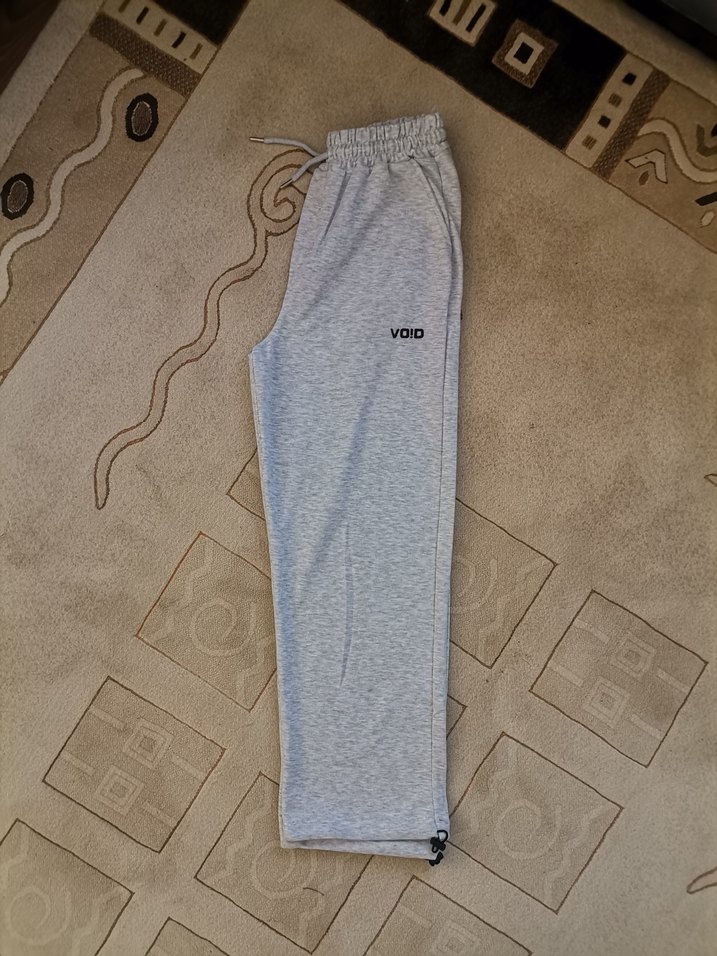 Gri Keten Jogger Eşofman Altı Velcro - Görsel 2