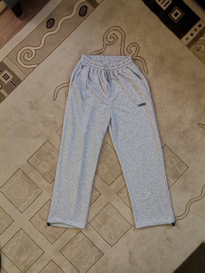 Gri Keten Jogger Eşofman Altı Velcro - Görsel 5