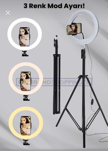 Bej Renk 3 Modlu Tripod ve Selfie Işığı