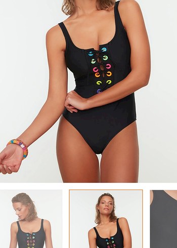 Siyah Bağcıklı Kadın Mayo - Görsel 2