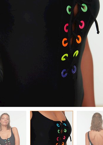 Siyah Bağcıklı Kadın Mayo - Görsel 3