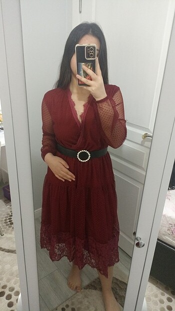 Diğer Bordo uzun elbise