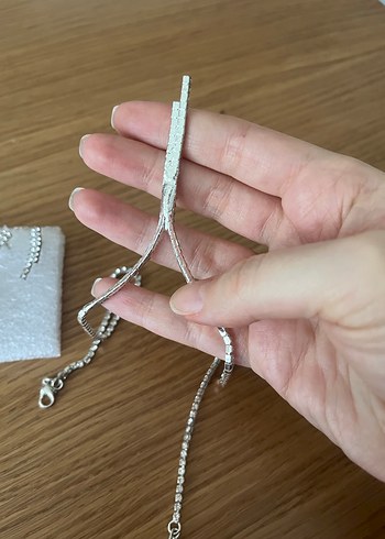 Taşlı su yolu kolye ve küpe - Görsel 5