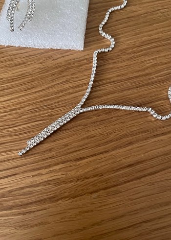 Taşlı su yolu kolye ve küpe - Görsel 3