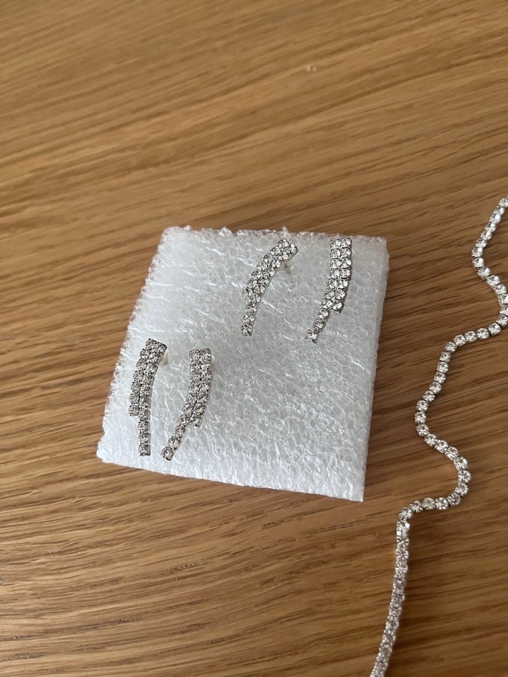 Taşlı su yolu kolye ve küpe - Görsel 4