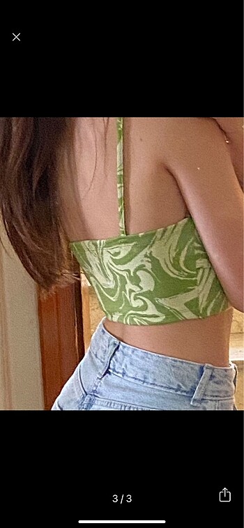 xs Beden yeşil Renk PULL&BEAR yeşil kısa crop