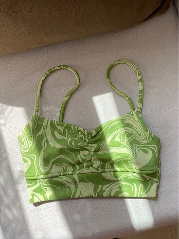PULL&BEAR yeşil kısa crop