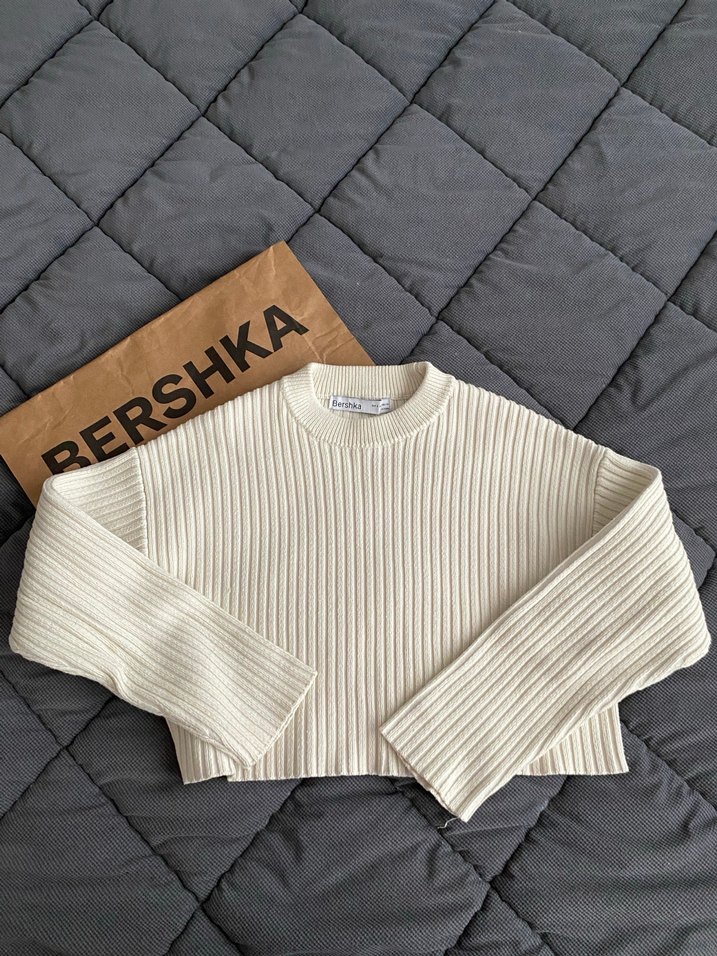 BERSHKA krem rengi kazak - Görsel 3
