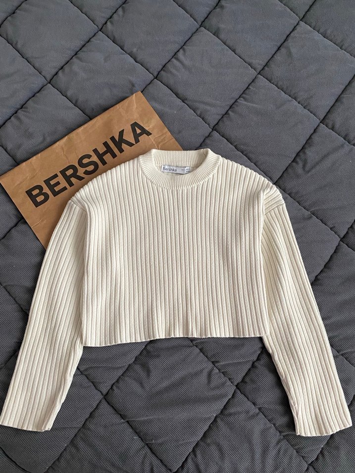 BERSHKA krem rengi kazak - Görsel 4