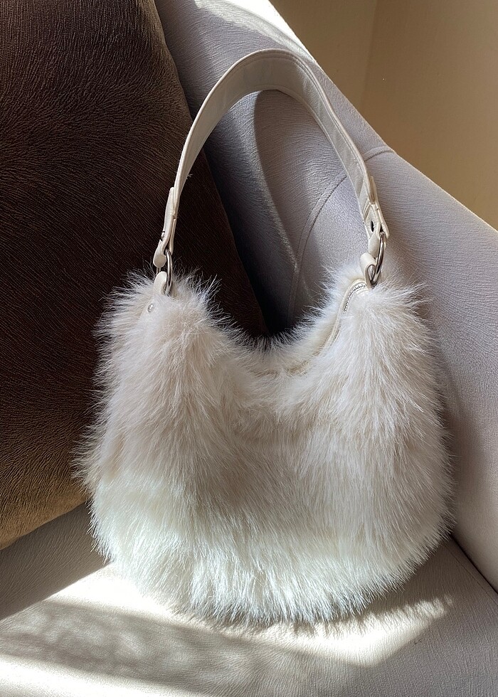 BERSHKA suni kürk el çantası - Görsel 3