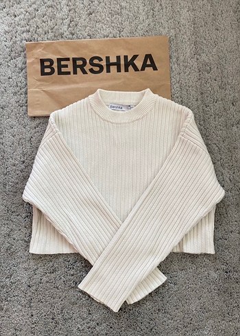 Bershka Bershka Beyaz Örgü Kadın Kazak