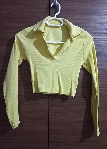 Limon Sarısı V Yaka Sweatshirt