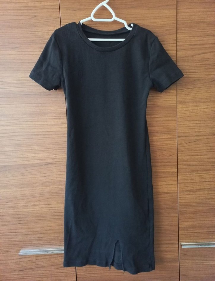 Siyah Kısa Kollu Mini Elbise - Görsel 2