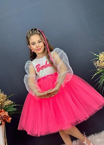 24-36 Ay Beden Barbie kız çocuk abiye elbise