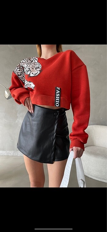 Baskılı crop Sweatshirt