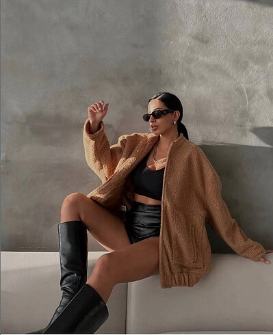 Kaşe buklet oversize ceket