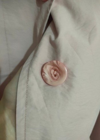 toz pembe Midi Kadın Trençkot Düğmeli - Görsel 4