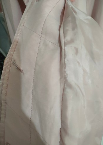 toz pembe Midi Kadın Trençkot Düğmeli - Görsel 5