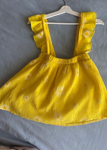 Sarı papatya desenli etekli salopet - Görsel 2