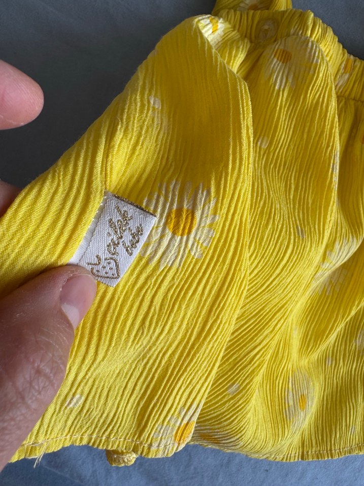 Sarı papatya desenli etekli salopet - Görsel 4