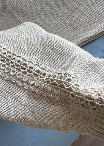 Bej Bohem Örgü Kadın Triko Elbise - Görsel 6