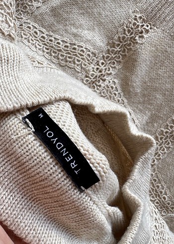 Bej Bohem Örgü Kadın Triko Elbise - Görsel 5