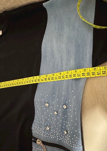 Kot detaylı taşlı sweat mevsimlik tunik - Görsel 6