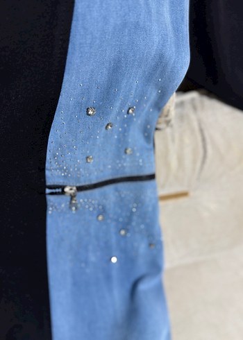 Kot detaylı taşlı sweat mevsimlik tunik - Görsel 3