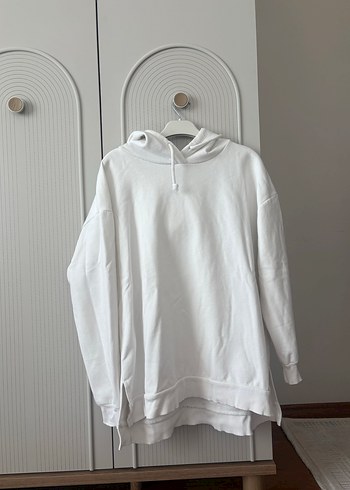 Beyaz Kapüşonlu Sweatshirt - Görsel 2