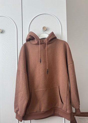 Kahverengi Kapüşonlu Rahat Sweatshirt - Görsel 2