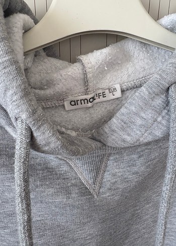 Gri Kapüşonlu Kadın Sweatshirt - Görsel 3