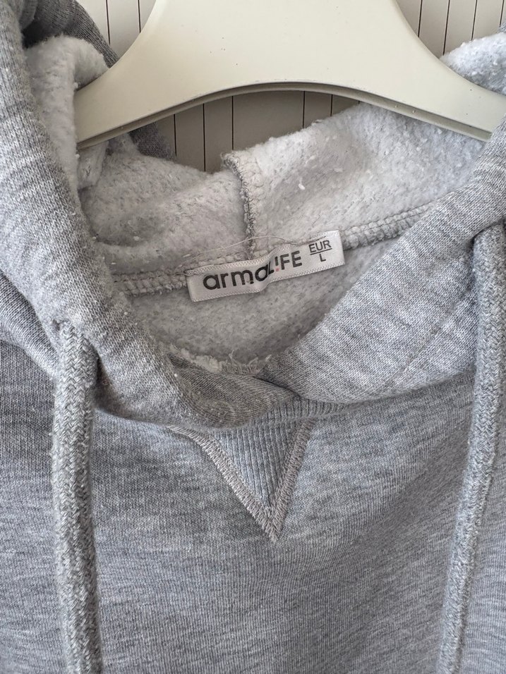 Gri Kapüşonlu Kadın Sweatshirt - Görsel 3