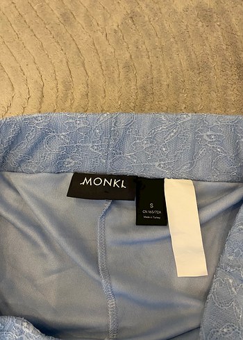 s Beden gri Renk Mavi Dantel Detaylı Kadın Pantolon