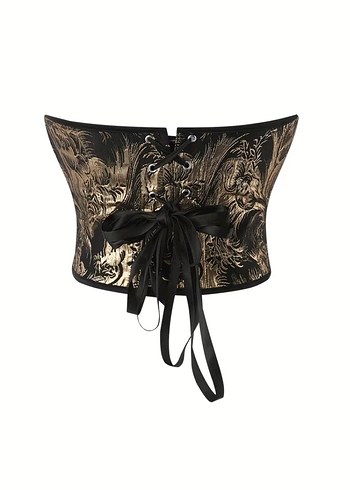 Altın Renk Desenli Straplez Büstiyer - Görsel 2