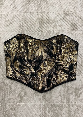 Altın Renk Desenli Straplez Büstiyer - Görsel 3