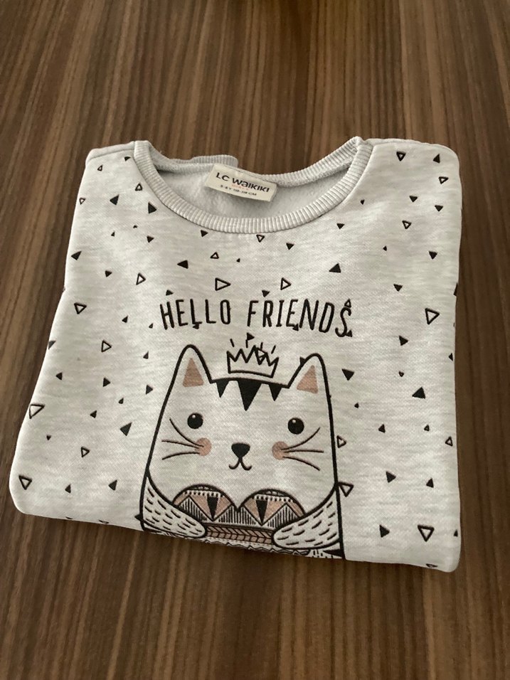 Kız Çocuk Gri Baskılı Sweatshirt - Görsel 3