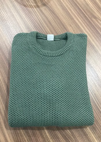 Erkek Yeşil Örgü Triko Bisiklet Yaka Kazak - Görsel 3