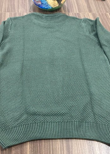 Erkek Yeşil Örgü Triko Bisiklet Yaka Kazak - Görsel 2