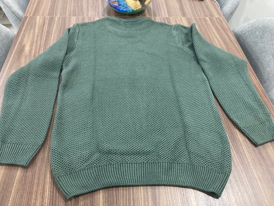 Erkek Yeşil Örgü Triko Bisiklet Yaka Kazak - Görsel 2