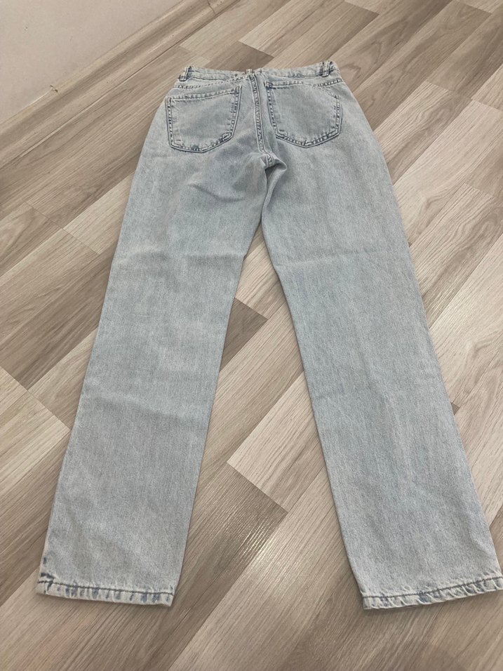 Düz Kesim Yırtmaçlı Midi Kot Pantolon - Görsel 3